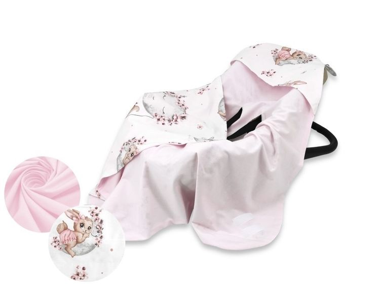 MimiNu, Lili, patura de vara pentru scaun auto, carucior, jersey, bumbac, TOG 0.5-1, roz, 90-90 cm