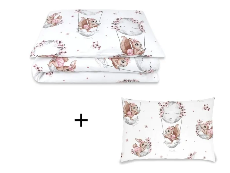 MimiNu, Lili, set lenjerie de pat 3 piese, roz, 120-90 cm