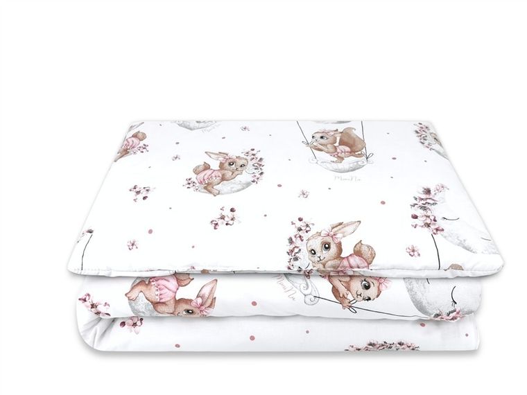 MimiNu, Lili, set lenjerie de pat single cu umplutura, roz, 120-90 cm