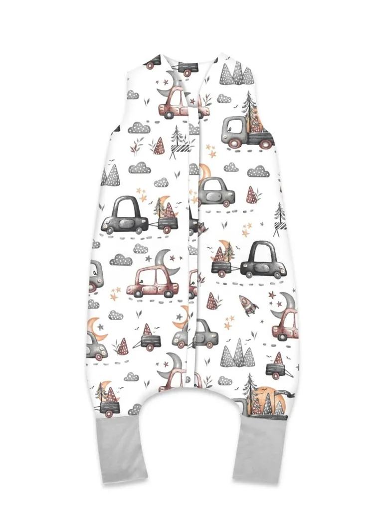 MimiNu, Masini Gri, sac de dormit cu picioare, calduros, TOG 2.5, marime M, 2-6 ani