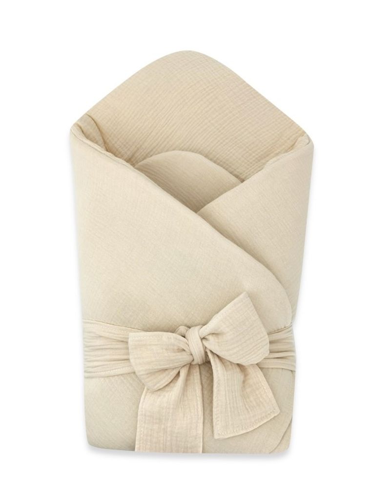 MimiNu, patura de infasat pentru bebelusi, din muselina, bej