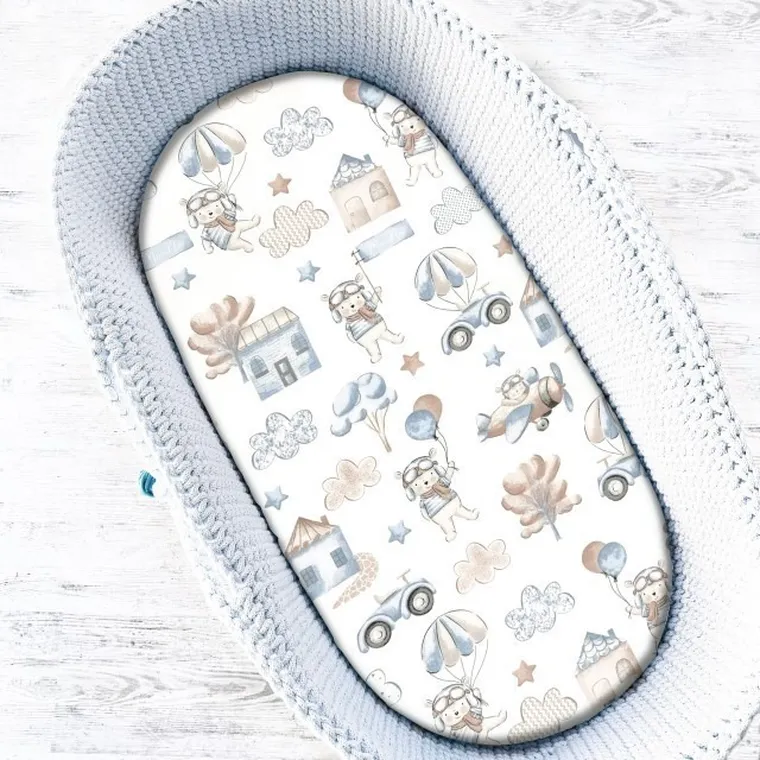 MimiNu, Piloti, cearceaf de pat, albastru, 35-80 cm