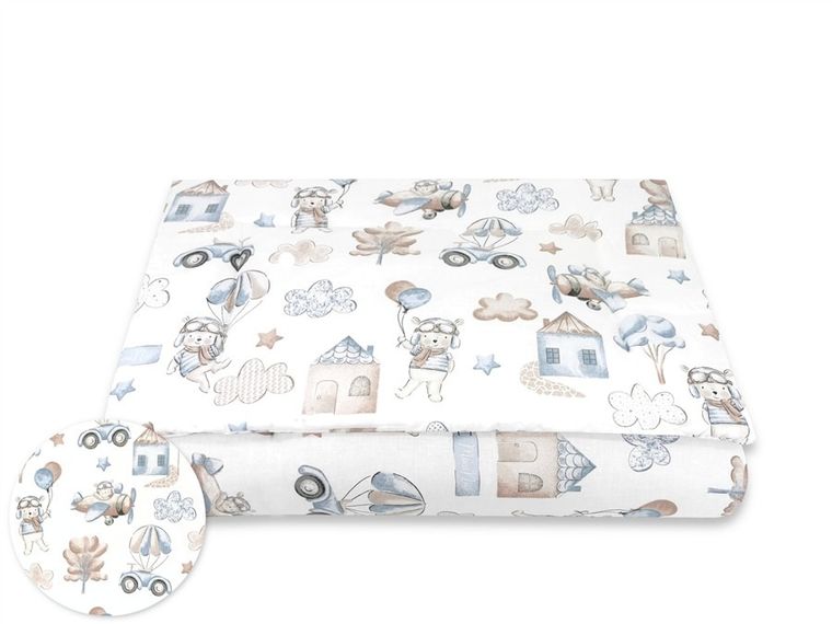 MimiNu, Piloti, set lenjerie de pat single, cu umplutura, 120-90 cm, albastru