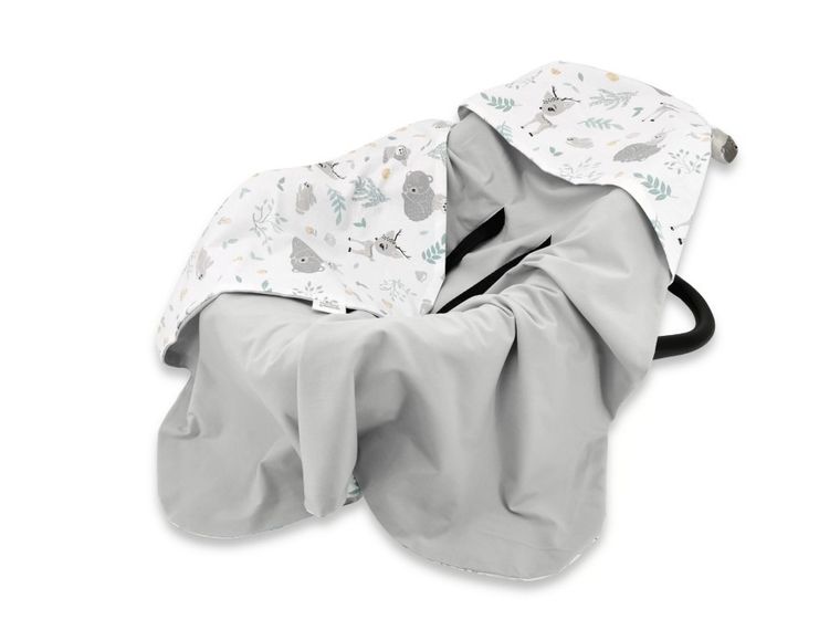MimiNu, Prieteni de padure, sac de dormit pentru scaun auto, jersey, 90-90 cm, gri