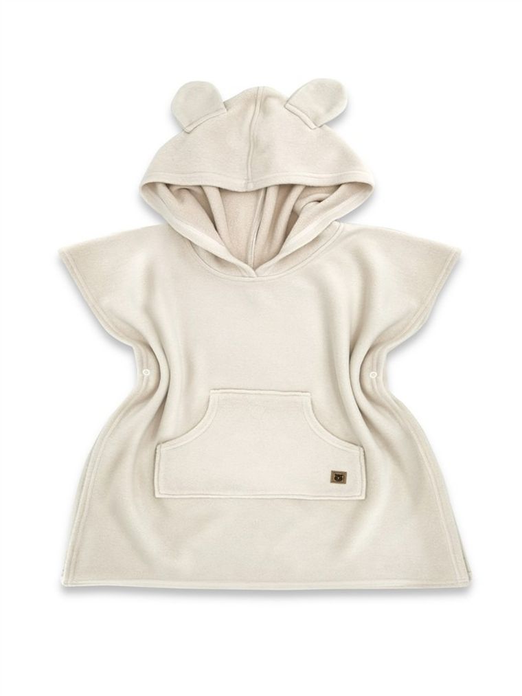 MimiNu, prosop tip poncho, din bambus, bej, 4-7 ani, marime M, 56-63 cm