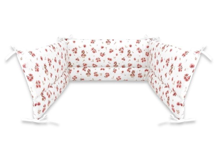 MimiNu, Ratuci, aparatori pentru patut din bumbac, 180-30 cm, roz