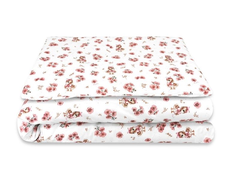 MimiNu, Ratuci, set lenjerie de pat single cu umplutura, roz, 120-90 cm