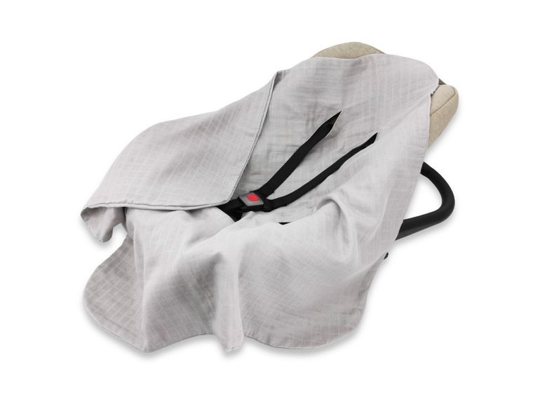 MimiNu, scutec din muselina pentru scaun auto, gri, 80-80 cm