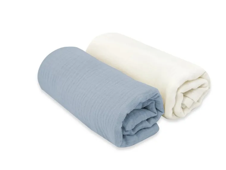 MimiNu, scutece din muselina, denim + crema, 75-75 cm, 2 buc.