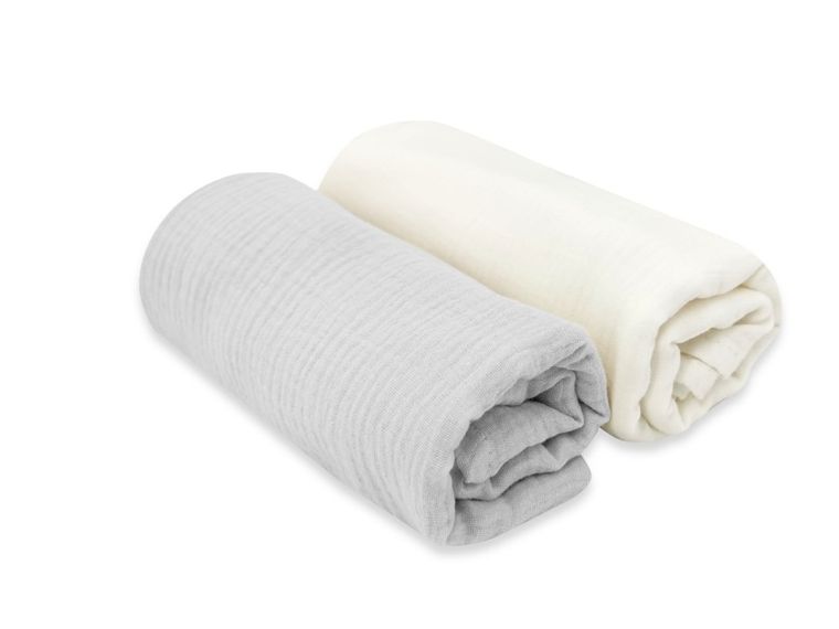 MimiNu, scutece din muselina, gri + crema, 75-75 cm, 2 buc.