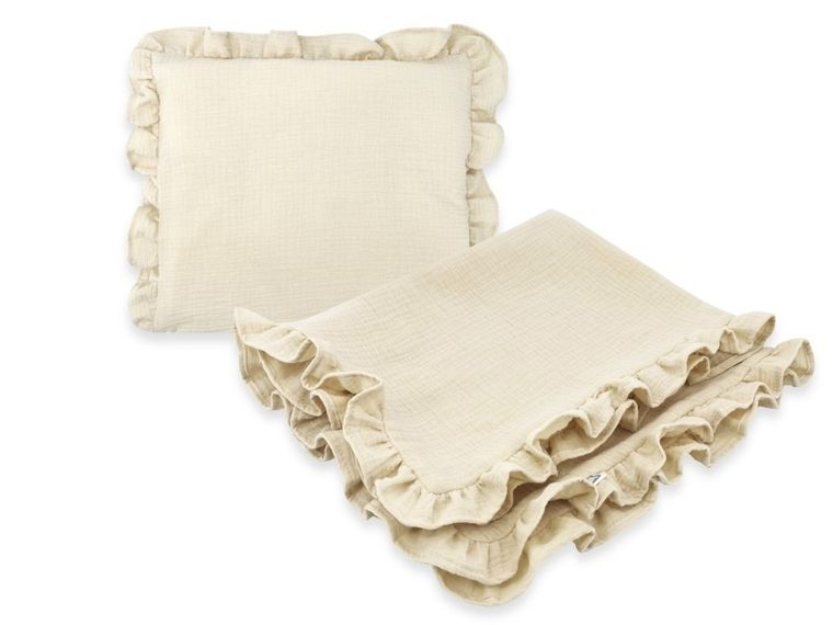 MimiNu, set: patura 75-100 cm + perna 30-40 cm, muselina, bej