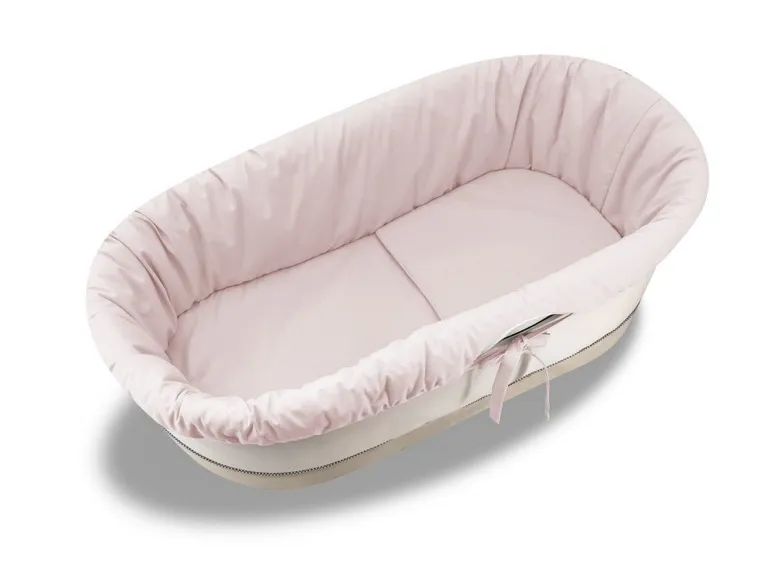 MimiNu, set: protectie universal pentru gondola, patut, cos de Moses + saltea 35-75 cm + perna 33-32 cm, bej, roz