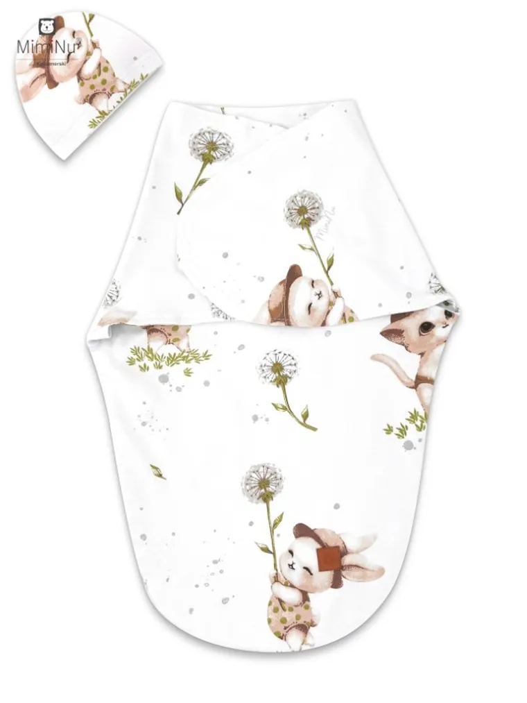 MimiNu, Soft, Leo, scutec din muselina cu caciula, Pisici, 0-3 luni