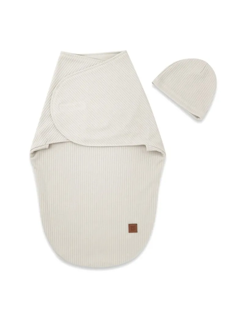 MimiNu, Soft, Leo, set: sac de dormit + caciula pentru bebelusi, TOG 0.5, marime 62, 0-3 luni, bej