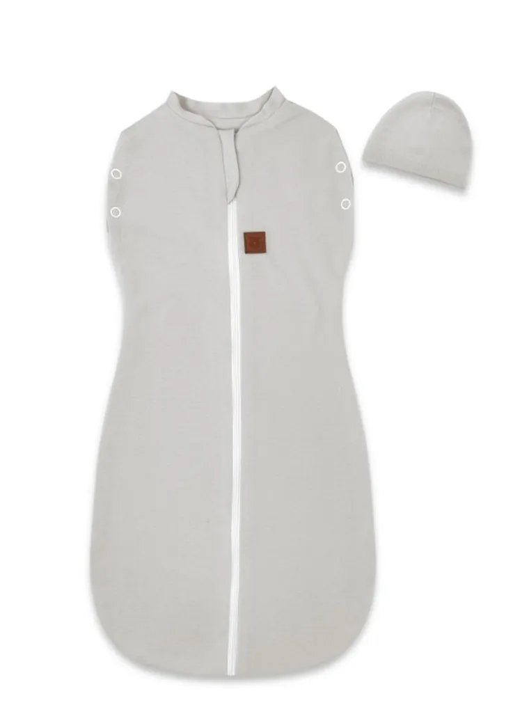 MimiNu, Soft, Teddy, set: sac de dormit + caciula pentru bebelusi, TOG 0.5, marime 62, 0-3 luni, gri