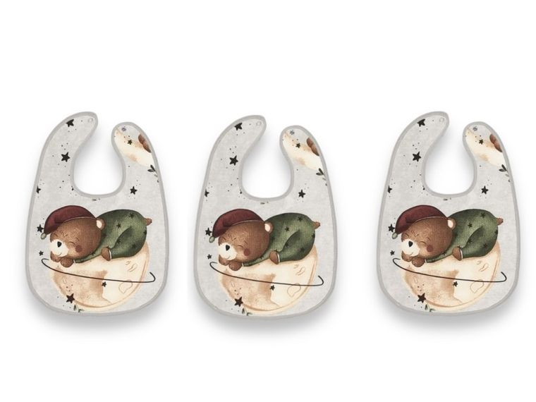 MimiNu, Ursulet pe luna, baveta impermeabila, 3 buc.