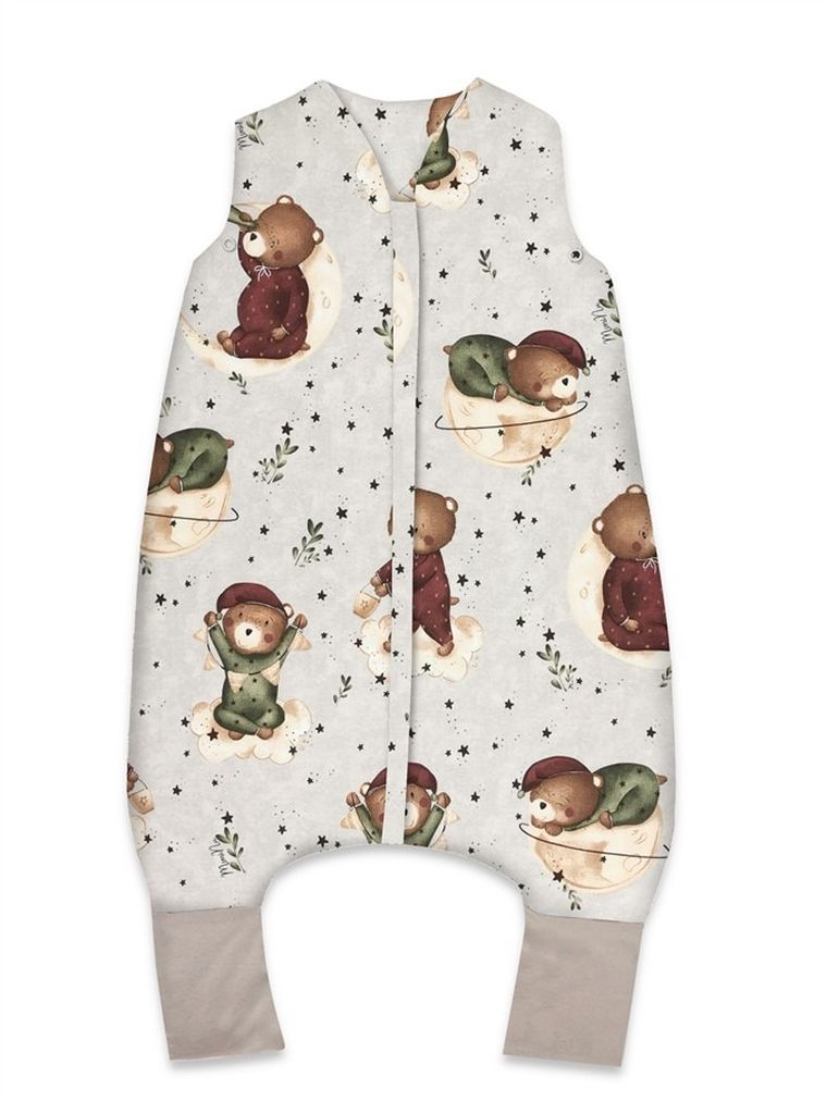 MimiNu, Ursulet pe luna, sac de dormit cu picioare, calduros, bumbac, bej, TOG 1.5-1.75, marime S, 1-2,5 ani
