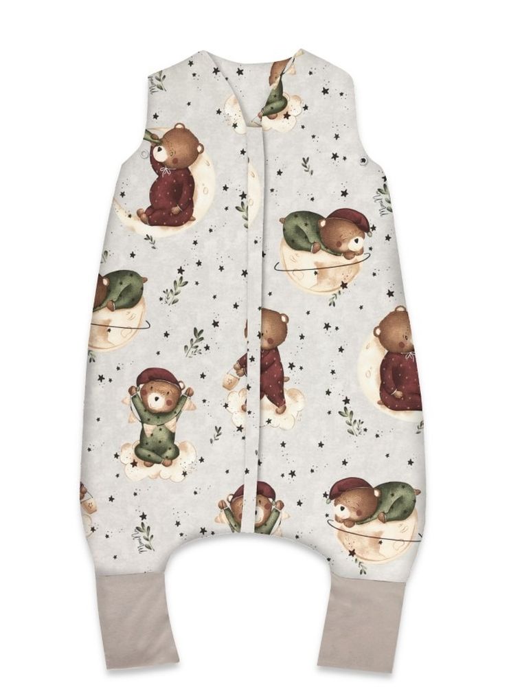 MimiNu, Ursulet pe luna, sac de dormit de vara cu picioare, marime S, TOG 0.5, 1-2,5 ani