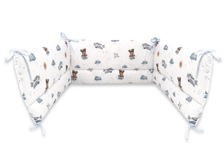 MimiNu, Ursuleti, aparatori pentru patut din bumbac, 180-30 cm, albastru