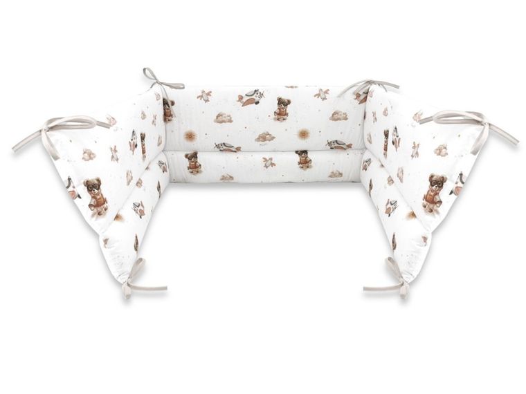 MimiNu, Ursuleti, aparatori pentru patut din bumbac, 180-30 cm, bej