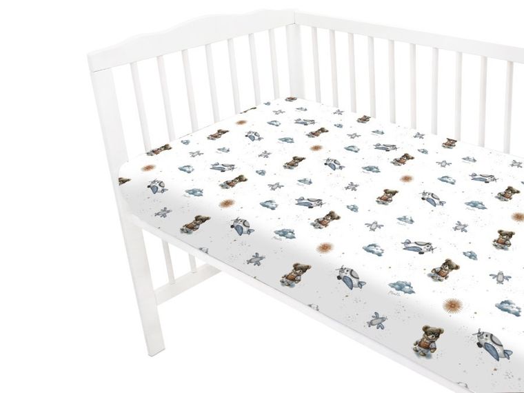 MimiNu, Ursuleti, cearceaf cu elastic, albastru, 60-120 cm