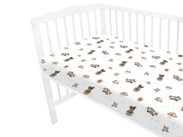 MimiNu, Ursuleti, cearceaf cu elastic, bej, 60-120 cm