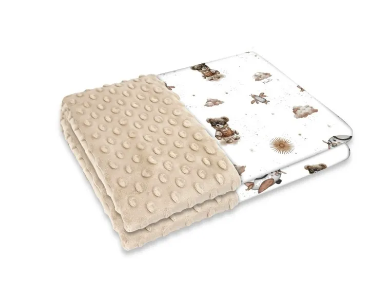 MimiNu, Ursuleti, patura, minky, bej, 75-100 cm