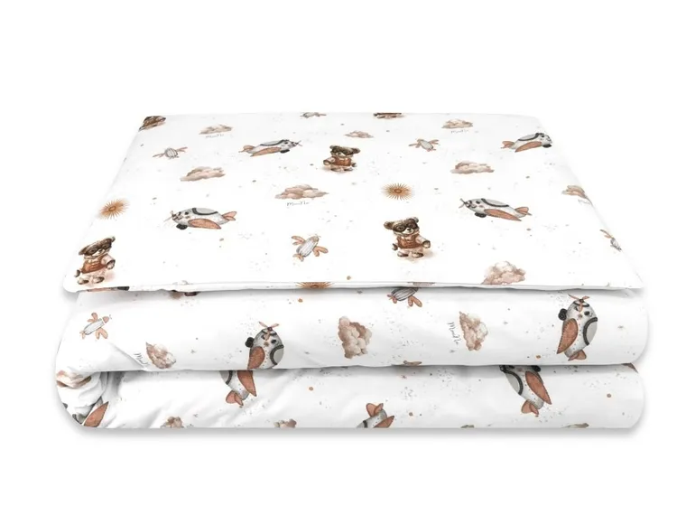 MimiNu, Ursuleti, set lenjerie de pat, single, bej, 135-100 cm