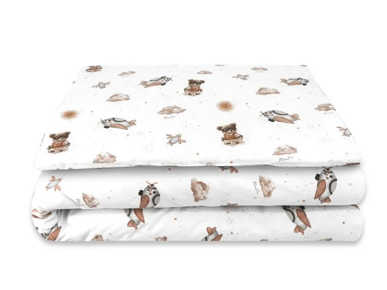 MimiNu, Ursuleti, set lenjerie de pat single cu umplutura, bej, 135-100 cm