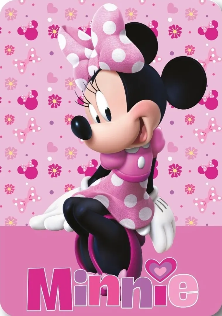 Minnie Mouse, patura polar, roz, 100-140 cm