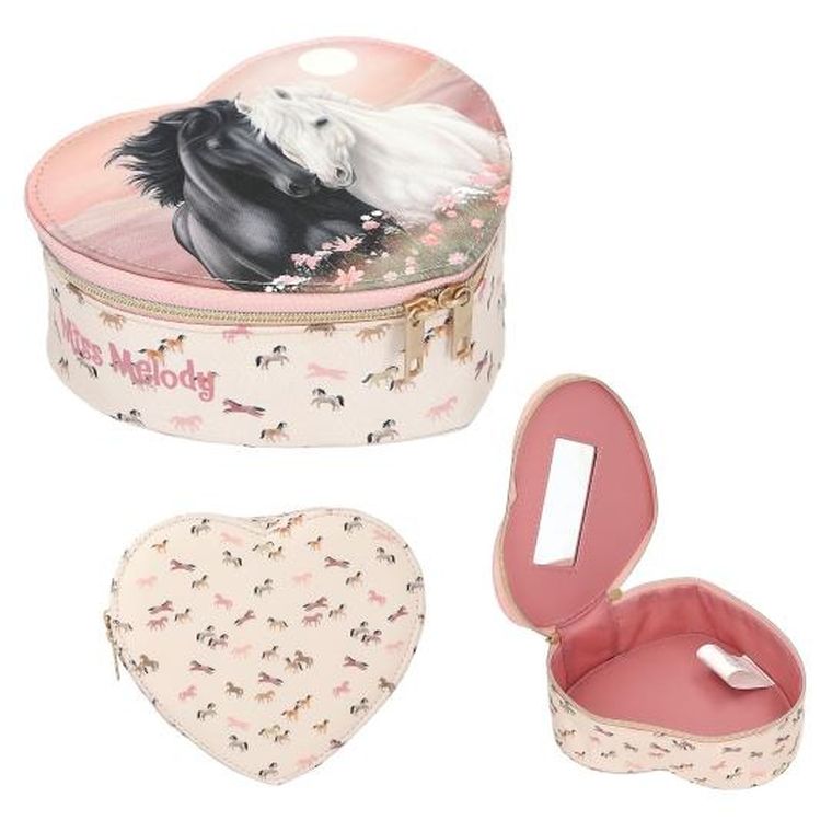 Miss Melody, Blossom Pony, cutie pentru bijuterii cu oglinda, 14-16-6cm
