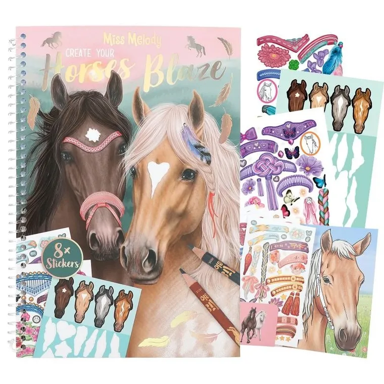 Miss Melody, Horses Blaze, carte de colorat cu autocolante
