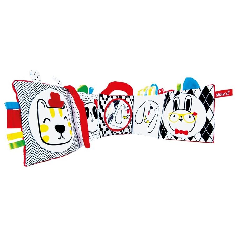 Mom's Care, carte pentru patut, aparatoare pentru patut, jucarie senzoriala contrastanta