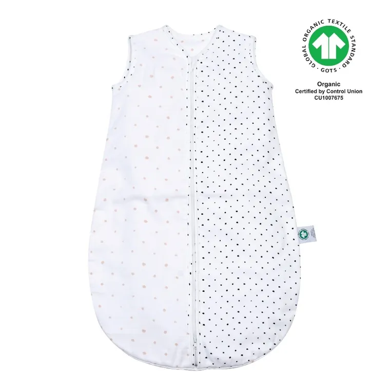Motherhood, ECO Sac de dormit din muselina 0-6 luni, Pink and Black Dots