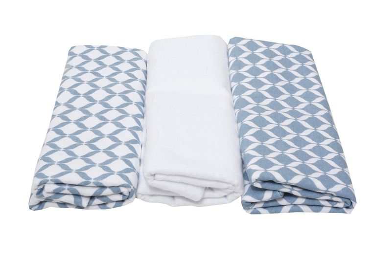 Motherhood, scutece din flanela 70-80 cm, 3 buc., Blue Classics