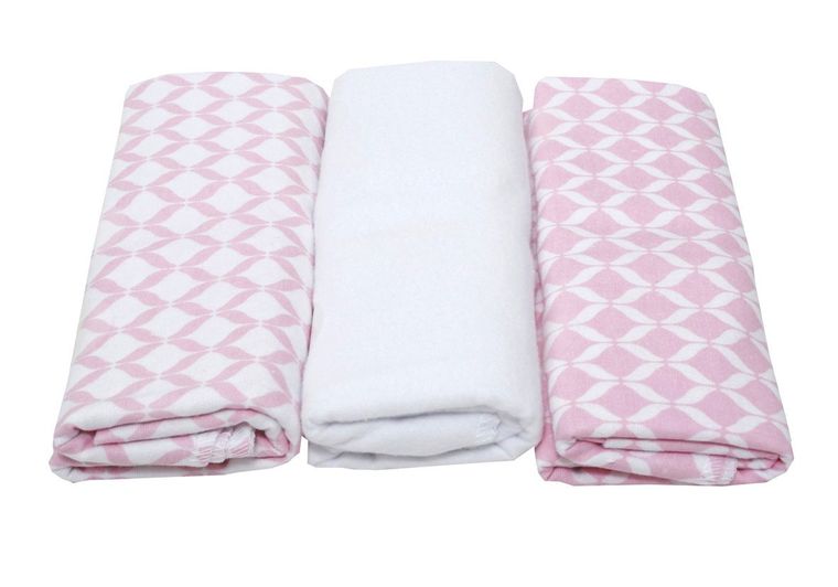 Motherhood, scutece din flanela 70-80 cm, 3 buc., Pink Classics