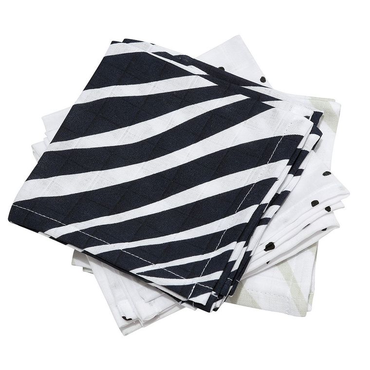 Motherhood, Servetele de muselina si bumbac 30-30 cm, 7 buc., Blue Zebra