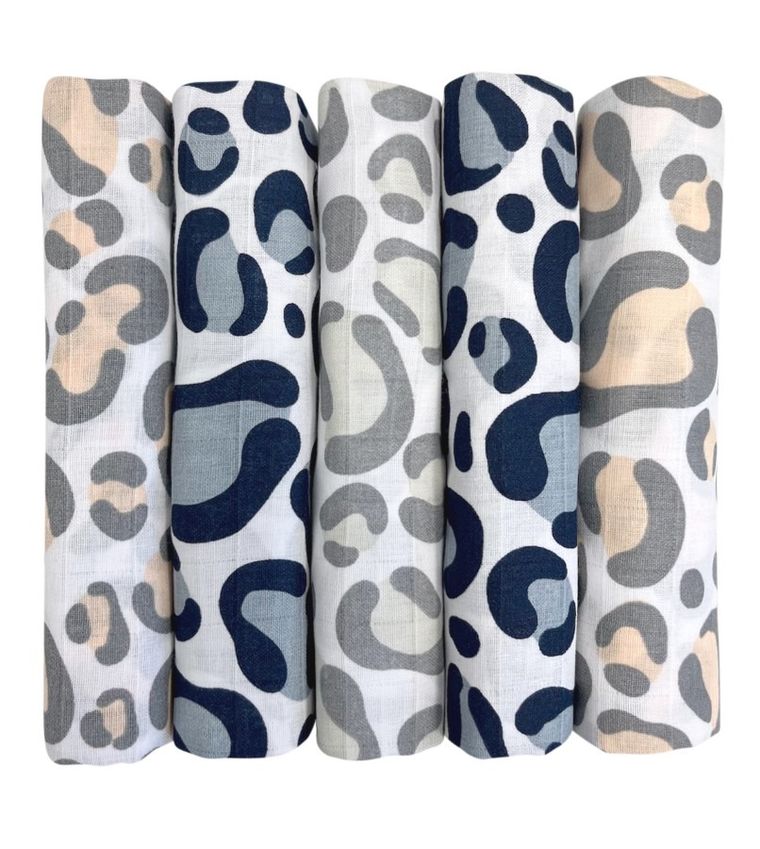 Motherood, Salmon Leopardus, scutece din muselina, 70-80 cm, 5 buc.