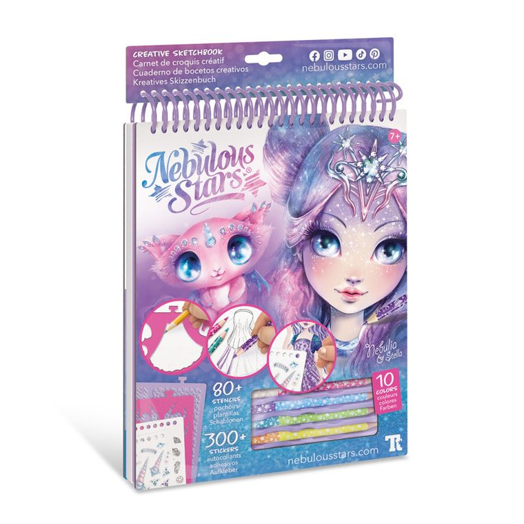 Nebulous Stars, Nebulia, caiet de schite cu creioane colorate, sabloane si stickere