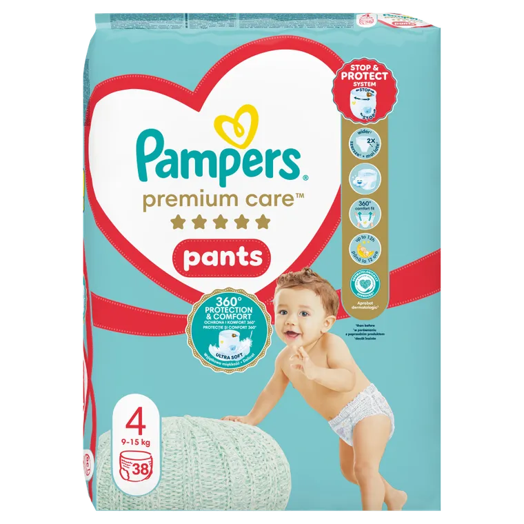 Pampers Premium Care Pants, scutece-chilotel marimea 4, 9-15 kg, 38 buc.