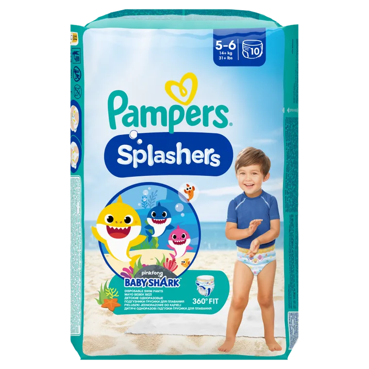 Pampers Splashers, scutece-chilotel pentru apa marimea 5-6, 14 kg+, 10 buc.