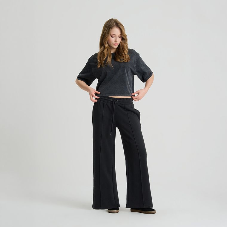 Pantaloni de trening din bumbac cu croiala wide leg NOWEAR