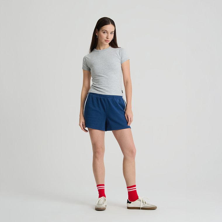 Pantaloni scurti albastri din bumbac pieptanat NOWEAR