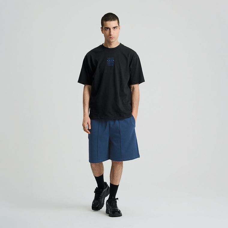 Pantaloni scurti albastri din bumbac pieptanat NOWEAR