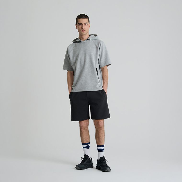 Pantaloni scurti regular negri cu snur NOWEAR