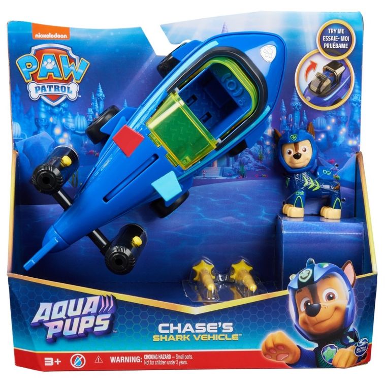 Paw Patrol, Aqua Pups, vehicul cu figurina, Chase