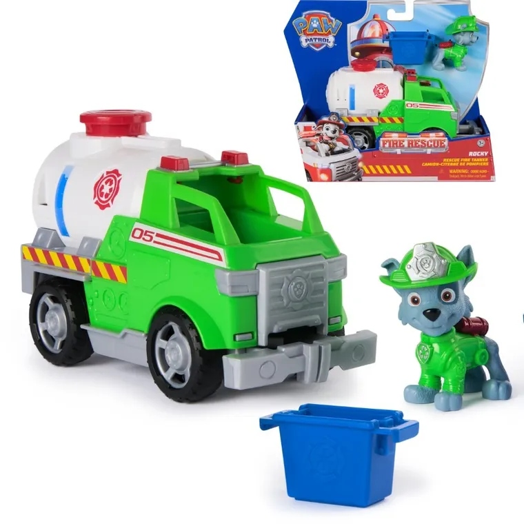 Paw Patrol, Fire Rescue, Rocky, masina cu figurina