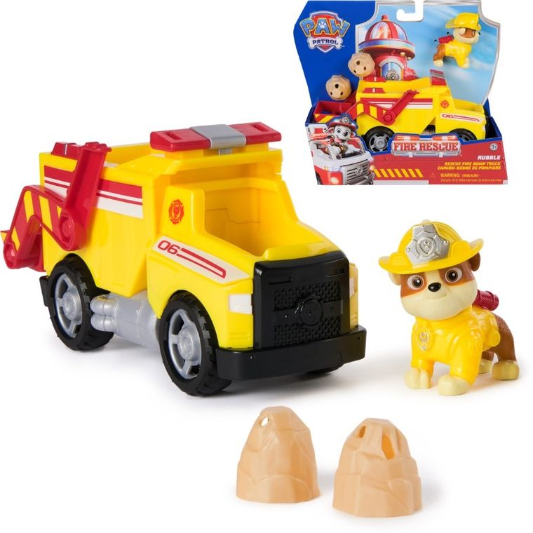 Paw Patrol, Fire Rescue, Rubble, masina cu figurina