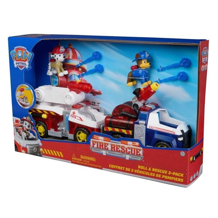 Paw Patrol, Fire Rescue, set de 2 masini si 2 figurine