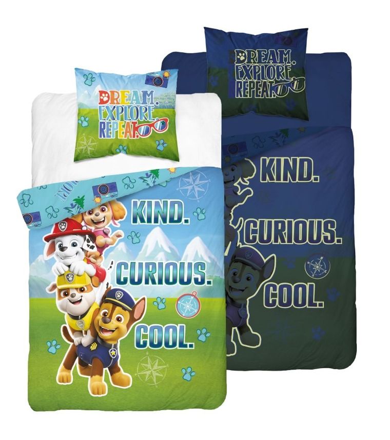 Paw Patrol, Fluo, set lenjerie de pat single, 160-200 cm